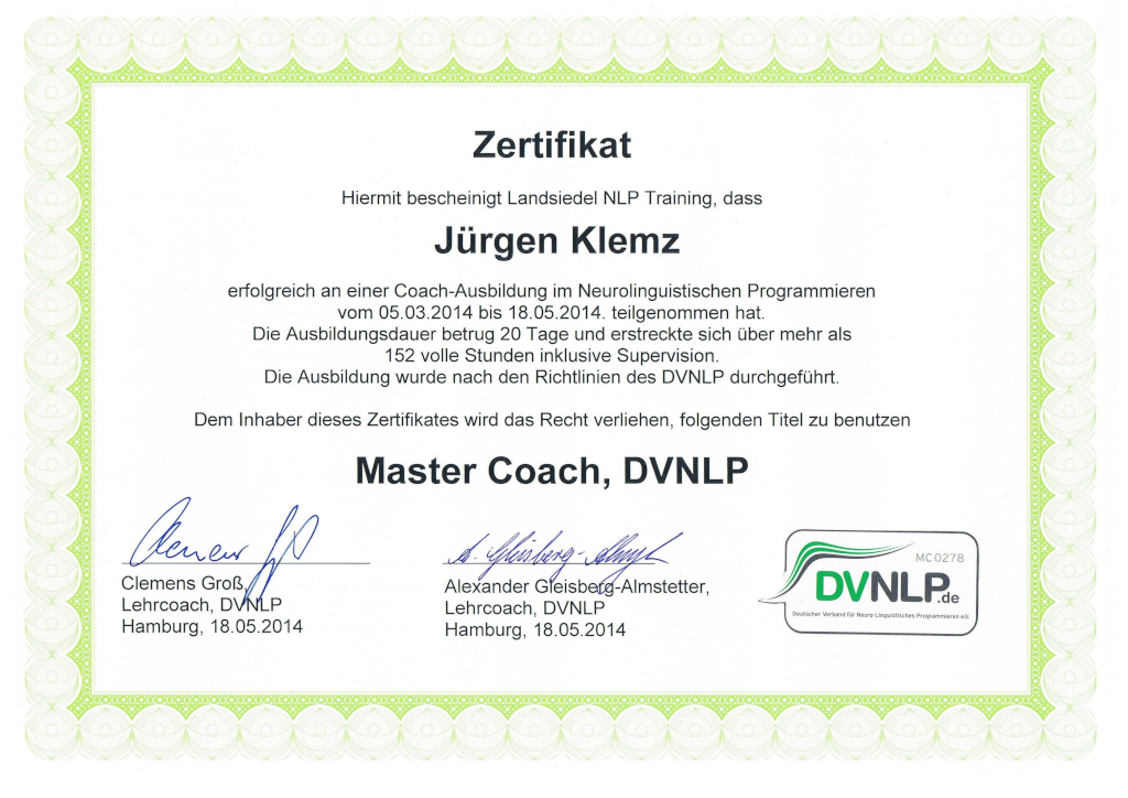 Master Coach, DVLNP